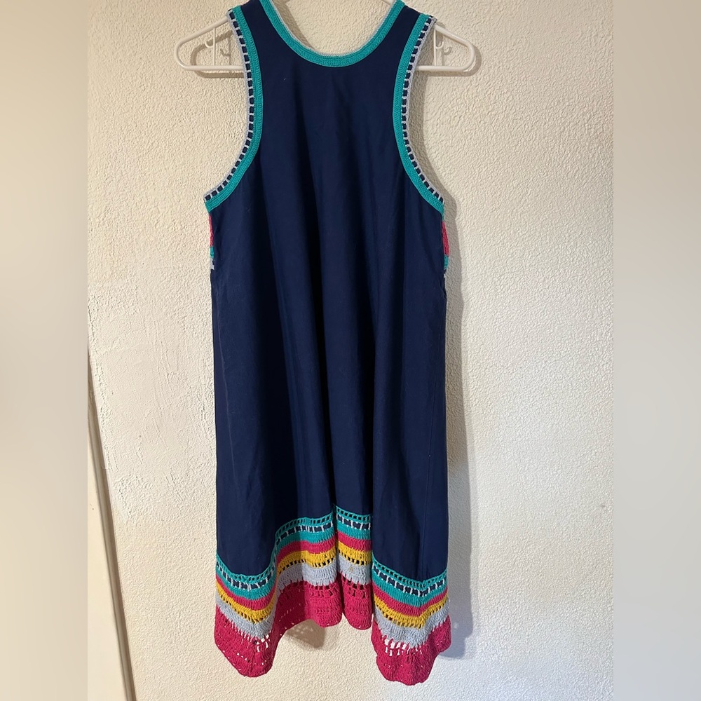 Akemi + Kin Anthropology Swing Dress Crochet Racerback Multicolor Cotton/Flax S